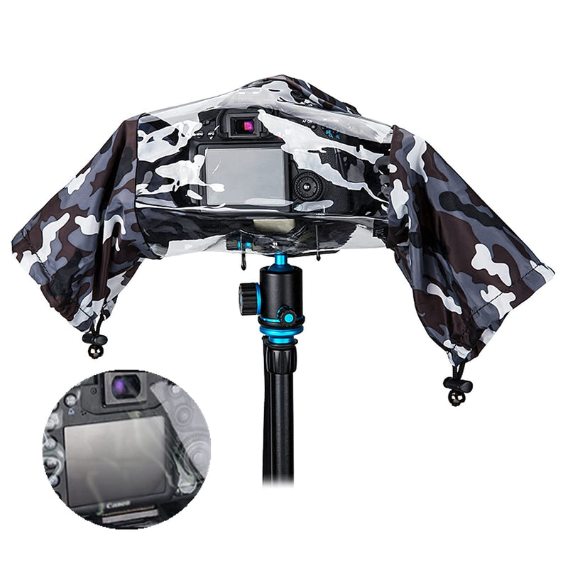Camouflage Dual Sleeves Rain Cover + Long Rain Cover :Camera Raincoat Dust Proof Protector for Birding on Canon Nikon Camera
