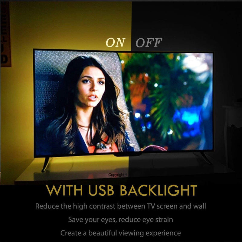 [AUSTRALIA] - USB Powered LED Strip Lights TV Backlights Kit for 50 to 55 Inch TV - Sony LG Samsung Monitor Smart TV Wall Mount Stand Work Space Color Changing LED Background Ambient Lighting 