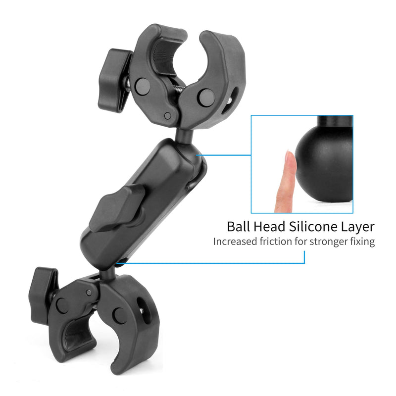 SOONSUN Double Super Clamp Camera Mount, Umbrella Clamp for Chair, Desk, Stroller, Wagons, Tripod, Pole, Light Stand, Cross Bar, Golf Cart, Motorcycle, Boom Stand, with 360° Magic Arm for Photography