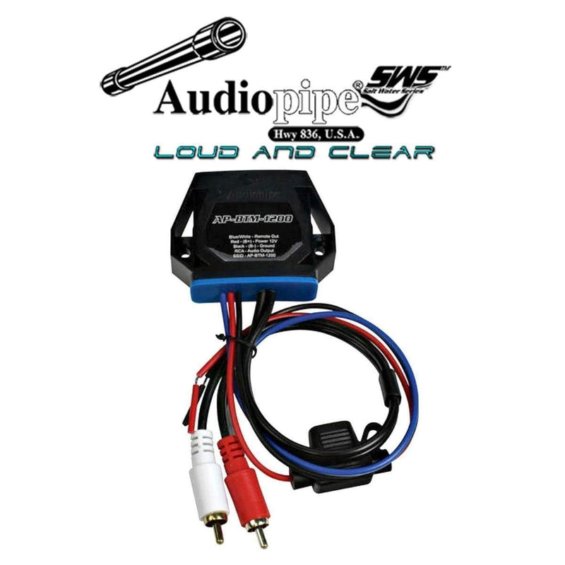 Audiopipe Marine Wireless Audio Receiver Adapter converts any amplifier or RCAs to stream wirelessly