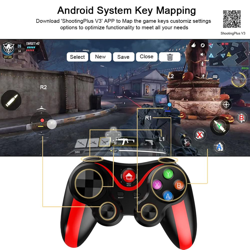 Megadream Wireless Phone Controller for iPhone, MFi Bluetooth Mobile Game Gamepad Joystick for iOS/Android, iPhone 17/iPhone 16/15/14/12, Galaxy S22/S21/S20, TCL, Google Pixel, Direct Play-Red Red