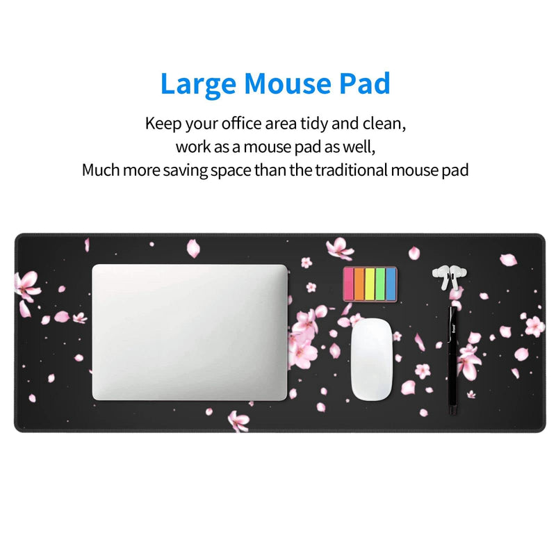 Japanese Cherry Blossom Flower Gaming Mouse Pad Large XL Desk Mat Long Extended Pads Big Mousepad for Home Office Decor Accessories 31.5 X 11.8 Inch Funky Japanese Sakura Blossom