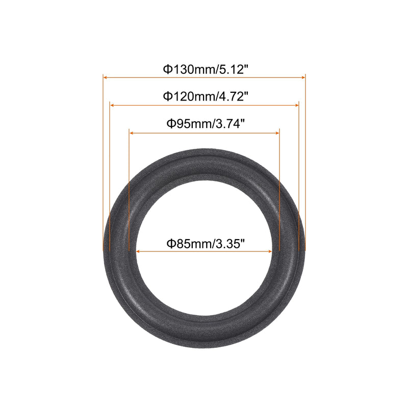 MECCANIXITY Rubber Speaker Foam Edge Surround Rings 5 Inch 85mm x 130mm Perforated Subwoofer Rings Replacement Parts for Speaker Repair or DIY Gray 4 Pcs