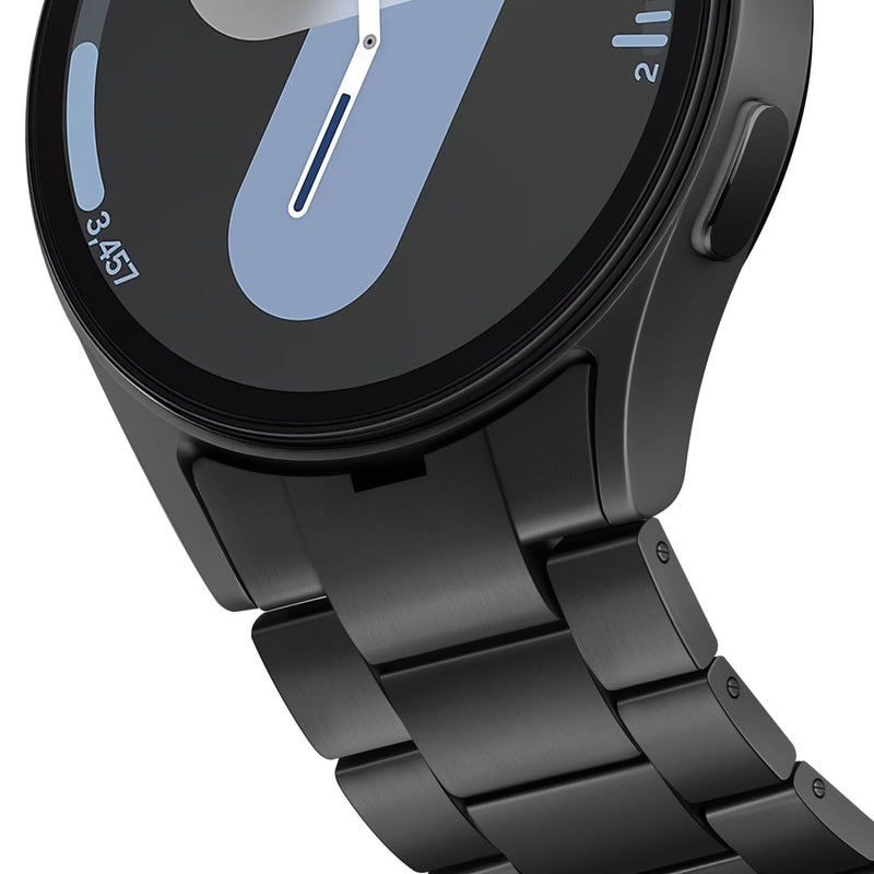 Anlinser Titanium Bands Compatible with Samsung Galaxy Watch 7/6/5/4/FE Band 44mm 40mm, for Galaxy Watch 6 Classic 47mm 43mm/5 Pro 45mm, No Gap Lightweight Metal Strap for Women Men (Black) Black
