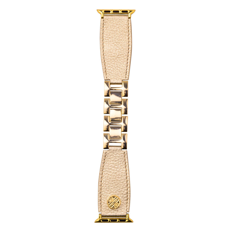 Lilly Pulitzer Leather Watch Band Sized to Fit 38mm, 40mm, 42mm, and 44mm Smartwatches, Compatible with Apple Watch Series 1-6 and SE, Fruity Flamingo, Gold