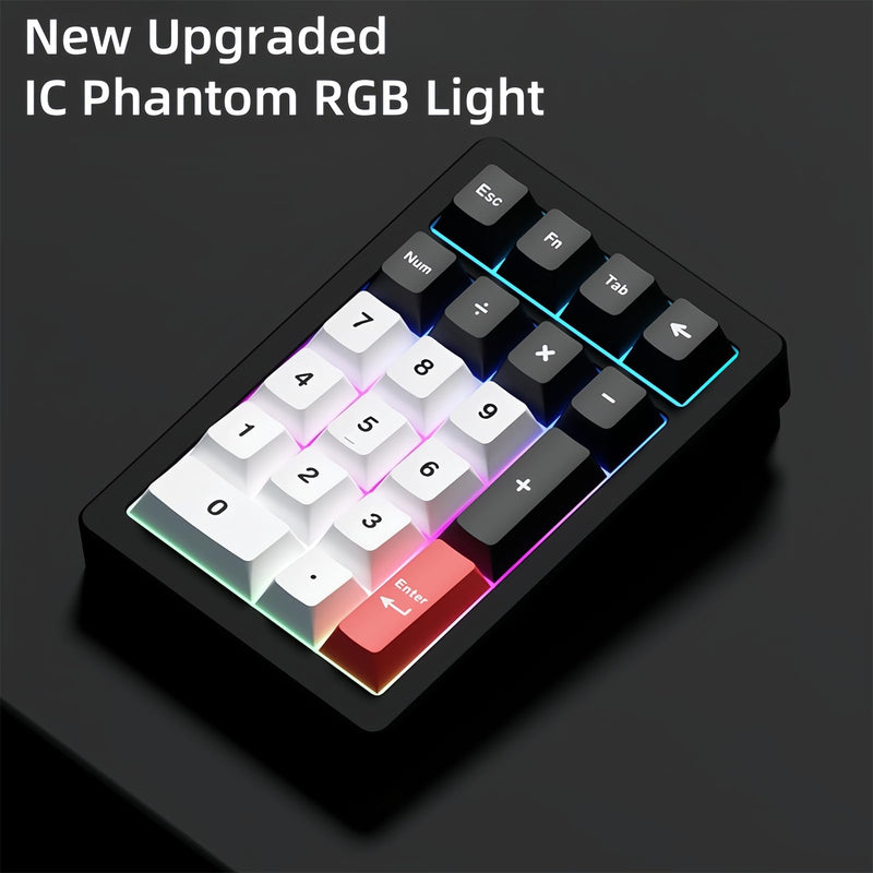 PANDA20 Mechanical Number Pad,VIA/QMK Programmable Macro Numpad Aluminum CNC Hot Swappable Gasket Wireless Numeric Keypad BT5.0/2.4Ghz/USB-C RGB Gaming Keypad for Laptop/PC (Silver) Silver