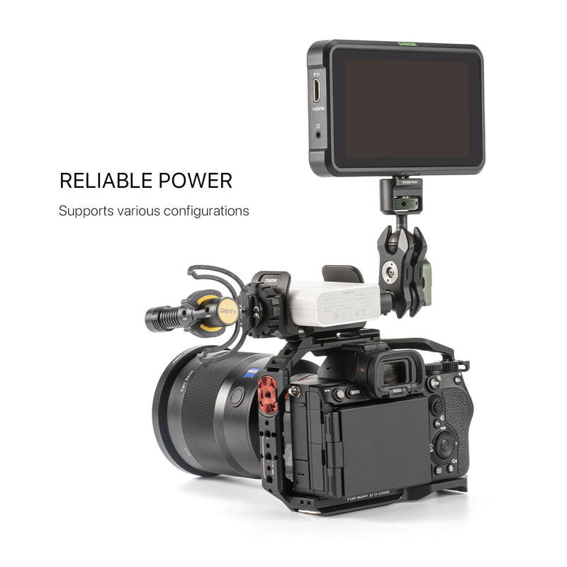 [AUSTRALIA] - Tilta Universal Power Bank Holder Clamp | Aluminum Alloy Mount with Cold Shoe & 1/4"-20 Threads | Fits 59–94mm Wide Power Banks | Secure Camera Cage Accessory – Black (TA-UPBH-B) 