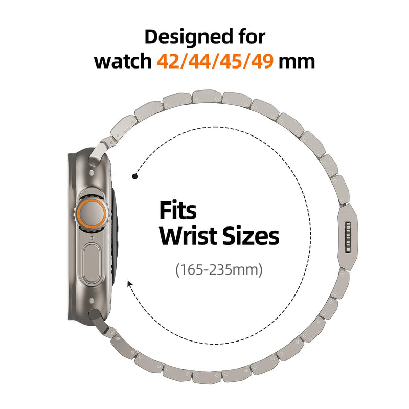 Titanium Band, Adjustable, Magnetic Clasp, Compatible with Watch Ultra 2, 49mm, 45mm, 44mm, 42mm, Series 9, 8, 7, 6, 5, SE Ultra, Women & Men (49mm/45mm/44mm/42mm, Titanium) 44mm/45mm/46mm/49mm/42mm(series 3）