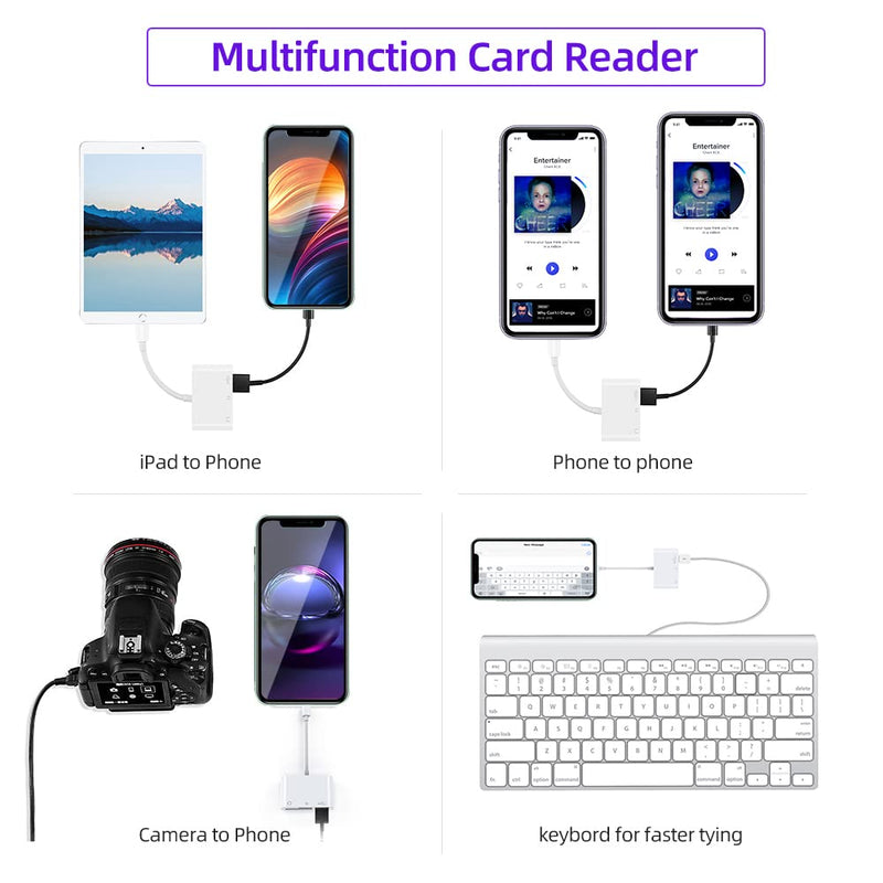 USB C to Micro SD TF Memory Card Reader, Compatible with iPad Pro, MacBook Pro/Air, Chromebook, 3-in-1 USB Camera Card Reader Adapter for XPS, Galaxy S10/S9 and More USB C Devices