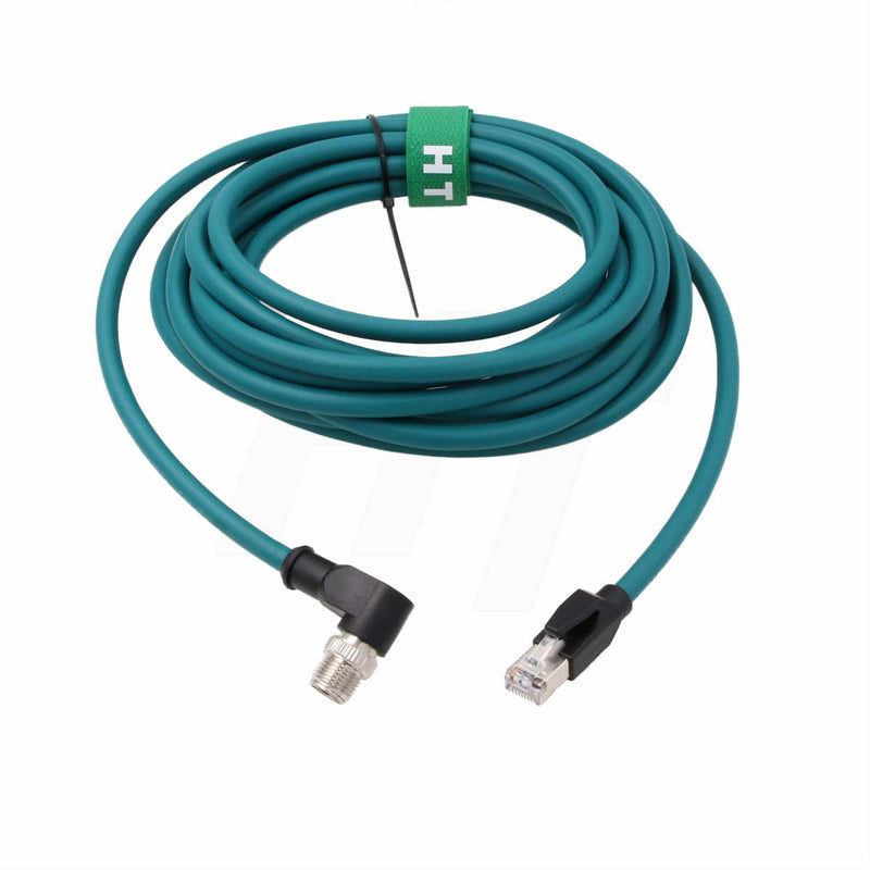 Right Angle M12 Ethernet 8 Pin X-Code RJ45 Cable for Datalogic Matrix 220 320 Reader IV3 Cognex IS8000 DM470 Vision Camera Sensor Reader 5M