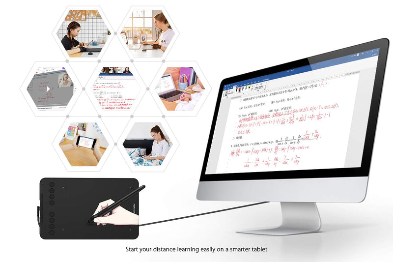XP-PEN Deco Mini7 Graphics Tablet 7 x 4 Inch Pen Tablet with Tilt Support Passive Pen and 8 Customizable Shortcut Keys Drawing Tablet Compatible with Chromebook for Online Teaching/E-Learning Medium Wire