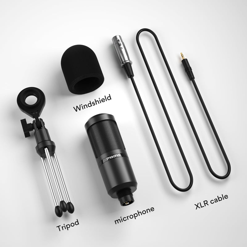 MAONO Condenser Microphone, Cardioid Studio Condenser Recording Mic with 3.5mm XLR for podcasting, Streaming, Singing, Vocal, Home-Studio