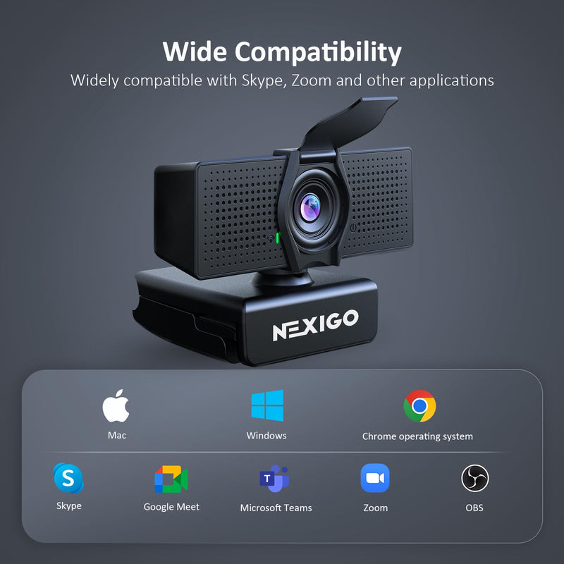 NexiGo N60 Pro (Gen 2) 1080P Webcam with Distortion-Free Lens, USB A to Type-C Data Cable, Noise Reduction Mic & Privacy Cover, for Zoom/Skype/Teams/Webex, Laptop MAC PC Desktop USB-C Webcam
