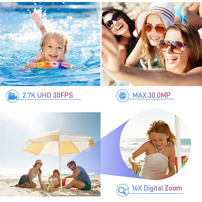 2.7K Full HD Video Camera Camcorder, 48MP Vlogging Camera for YouTube TikTok, 3.0 Inch IPS Screen 16X Digital Zoom Video Recorder, Webcam Function for Daily Vlog & Travel Shooting