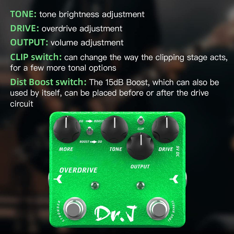 JOYO Overdrive Guitar Pedal Creamy Overdrive with Beautiful Warm Character Tones for Electric Guitar Effects High-end Edition Dr.J Series (D60) Grass Green