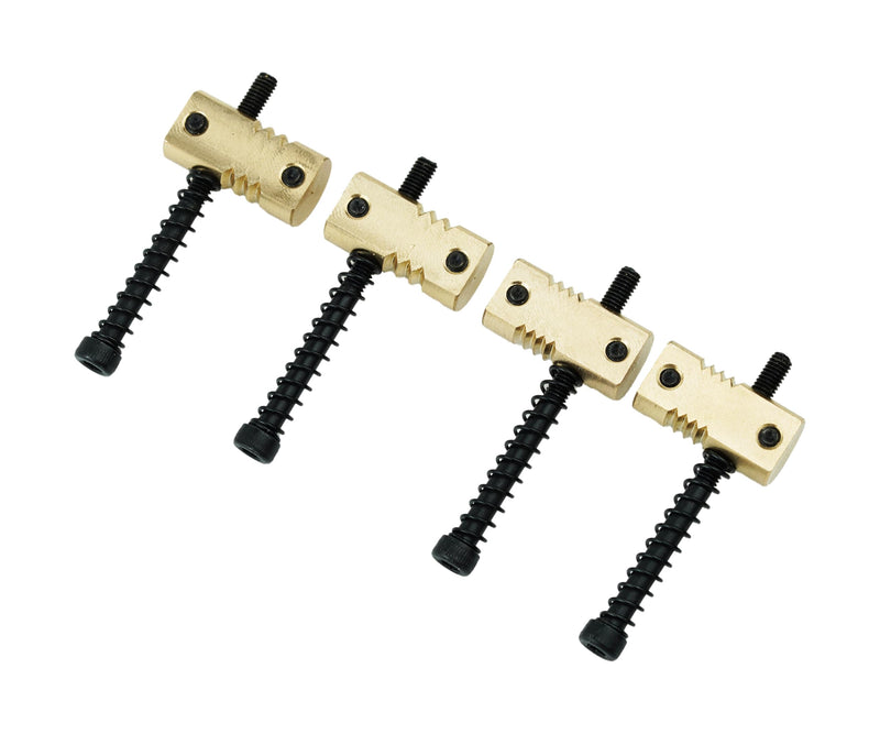 Guyker Bass Bridge Saddles, String Pitch 19mm Brass Compensated Saddles with Wrench Replacement Part (Set of 4, Gold)
