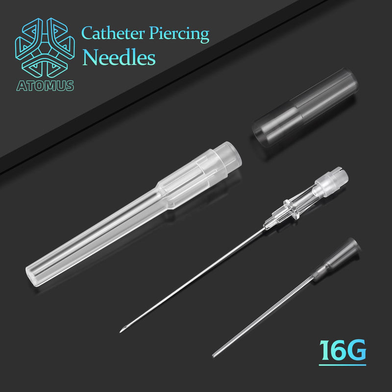 ATOMUS Catheter Piercing Needles - 10 Pieces 16G Hollow Needles for Ear Nose Belly Lip Piercing Stainless Steel Individually Packed Body Piercing Tool 16G 10pcs