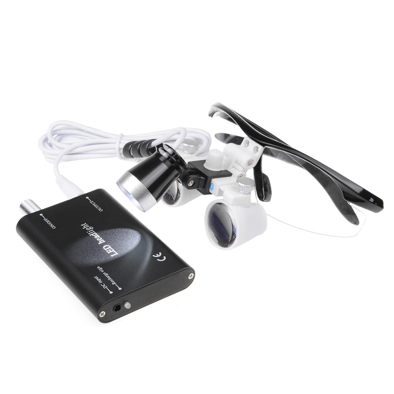 3.5 x 420mm Black Magnifying Glass with 3W LED Headlight for Surgical Lab Applications