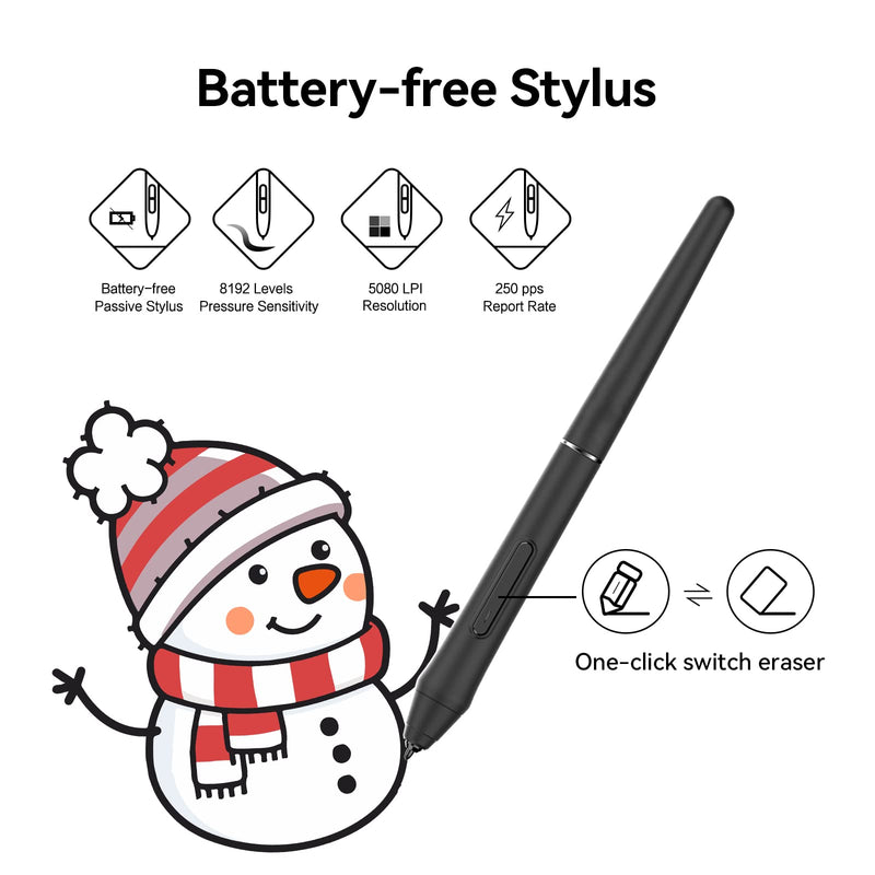 PNBOO PN640 Drawing Tablet, 8192 Professional Levels Pressure, Support Chromebook Linux Android Windows Mac, with Battery-Free Stylus, 4 Hot Keys, 6x4 Inches Active Area Small
