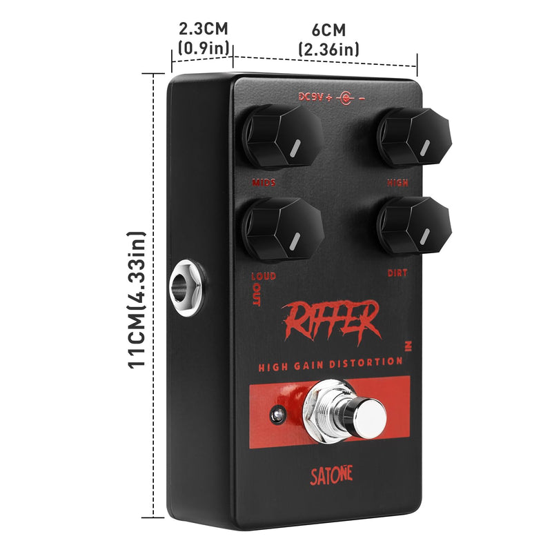 [AUSTRALIA] - Satone S811 Riffer High Gain Distortion Electric Guitar Effect Pedal - High Gain Distortion Effect Preset Acoustic Metal Pedal with True Bypass 