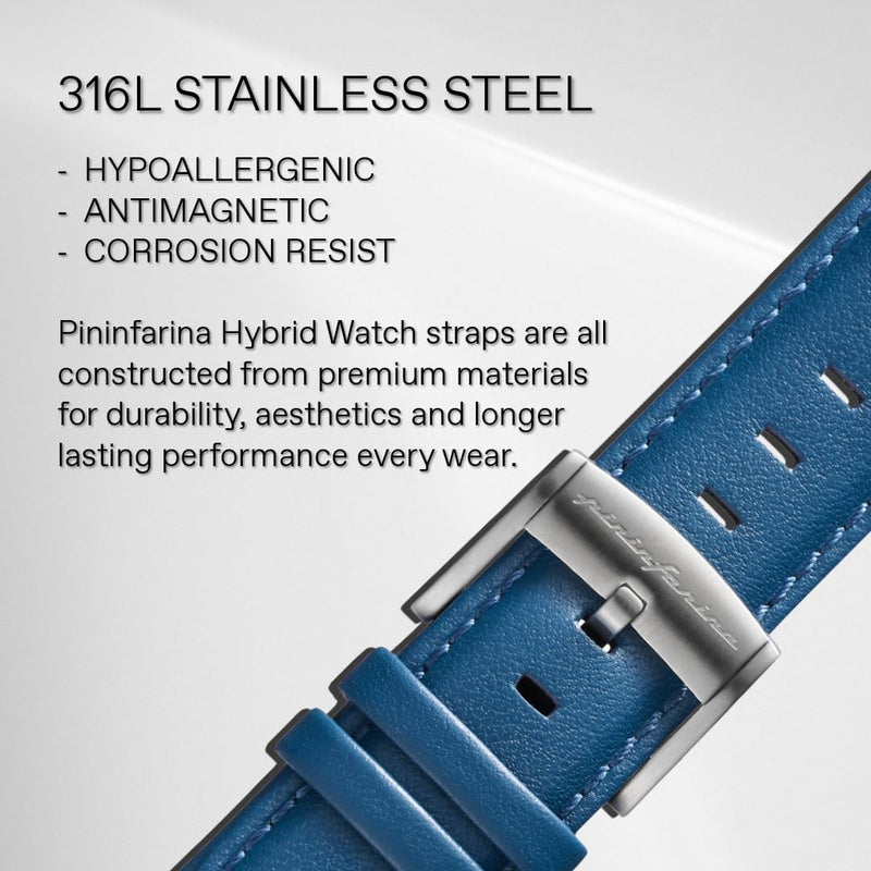 pininfarina 22mm Metal Watch Band – 316L Stainless Steel Watch Strap with Quick Release – Universal Black Metal Watch Band for Men & Women, Hybrid Smartwatch Compatible Light Grey