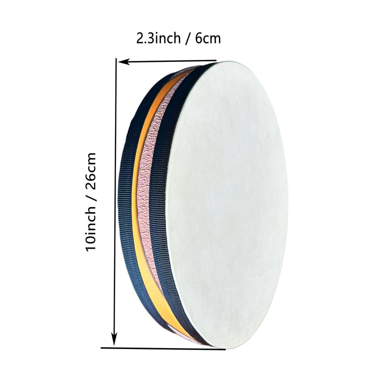Ocean Drum,10'' Handmade Wooden,Natural sheepskin，Musical Healing Instrument, Orff Percussion, Simulates the Sound of Ocean Waves,For Recreation,Yoga Meditation, Stress Relief and Relaxation