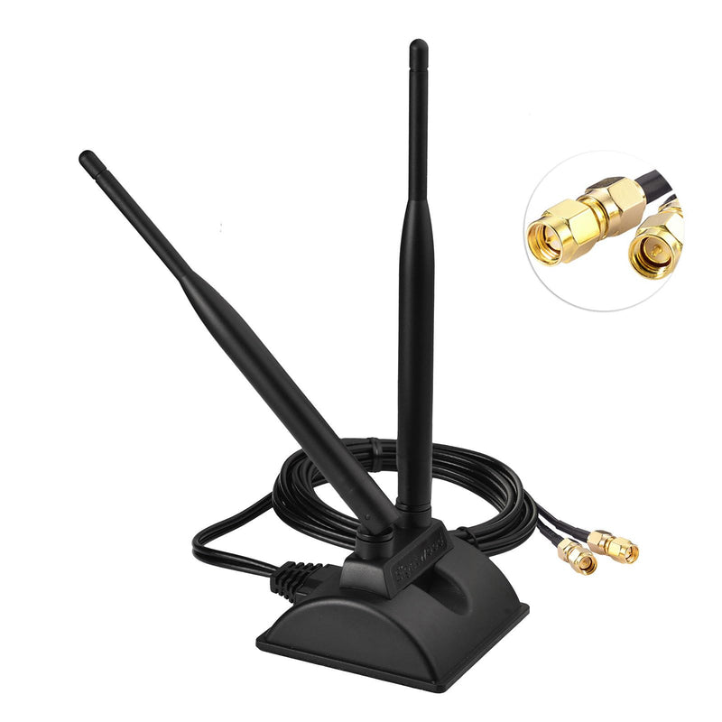 Eightwood Dual Band RP-SMA WiFi Antenna with 2-Pack SMA Male Adapter | 2.4GHz 5GHz Antenna for Desktop PC PCIe WiFi Network Card, Wireless Router, Security Camera