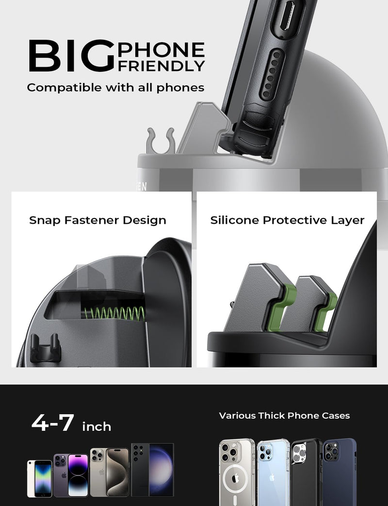 LISEN 360 Dashboard Cell Phone Holder, for iPhone 17 Phone Holder,Dashboard Car Phone Holder Fit for iPhone 16 Pro Max Plus/15/14/13/12/11,Samsung S24/23, All Smartphones, Black