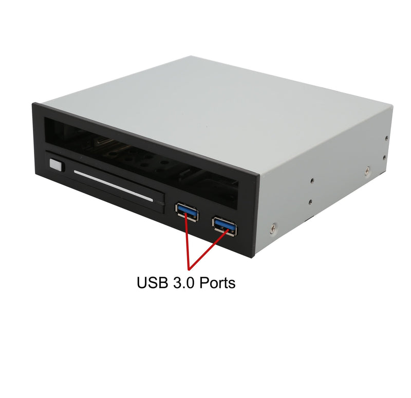 Syba 5.25" Bay Adapter for Slim Optical Drive, 2.5" Trayless Rack for Hard Drives HDD SSD, USB Hub - SY-MRA55005