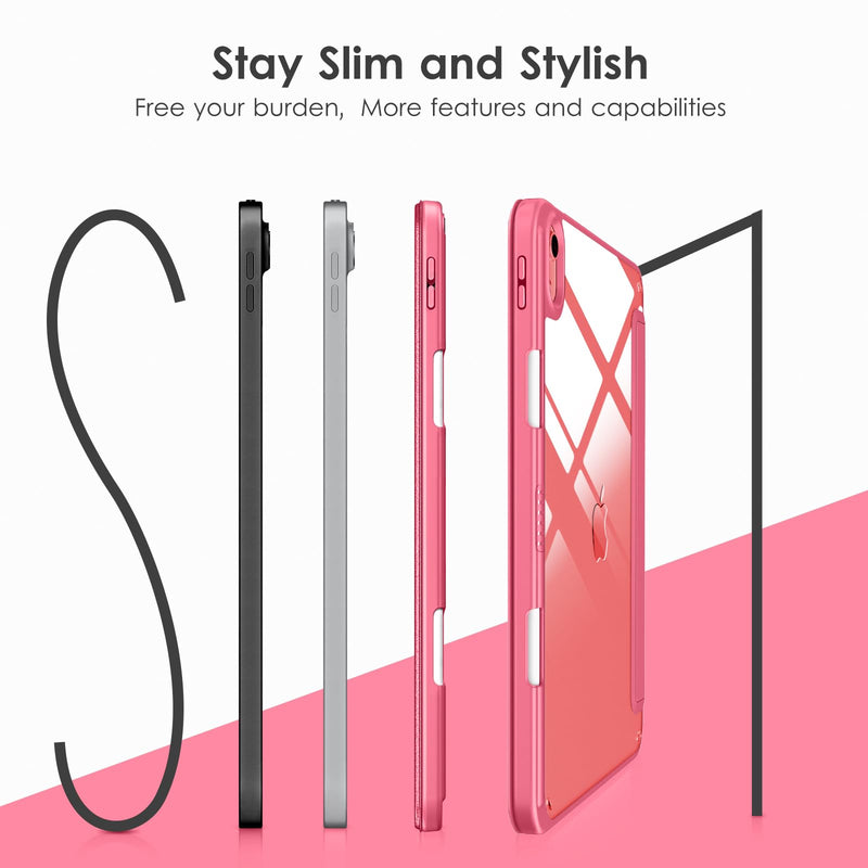 DTTOCASE for iPad 10th Generation Case 2022, 10.9 Inch Case with Clear Transparent Back and TPU Shockproof Frame Cover [Built-in Pencil Holder, Support Auto Sleep/Wake] -Watermelon Watermelon