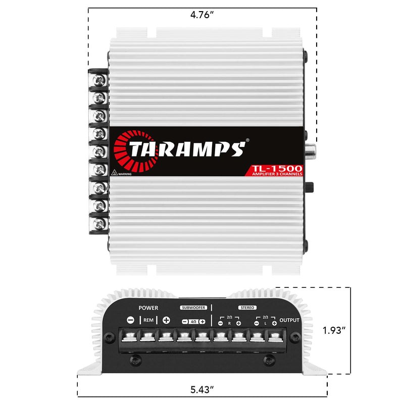 Taramp's TL 1500 2 Ohms 3 Channels 390 Watts Class D Full Range Amplifier, silver TL - 1500