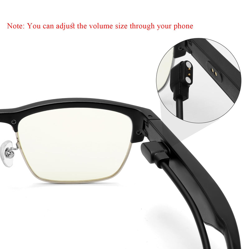 Smart Glasses,Wireless Bluetooth,IP5 Waterproof,Air Conduction Sound (Music&Call) for All Smart Devices Support Lens Replacement - Blue Light Blocking Polycarbonate Lens