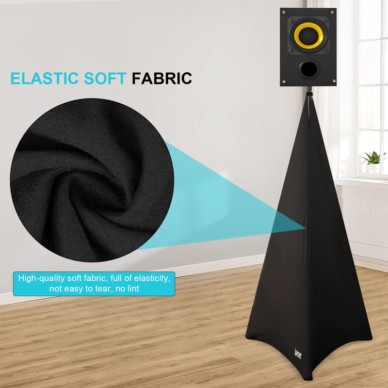 Speaker Stand Cover with 360 Degree Tripod Stand Skirt Skrim Stretchable Lycra Fabric Covers with Free Storage Bag Two Pack Black Black-Two pack