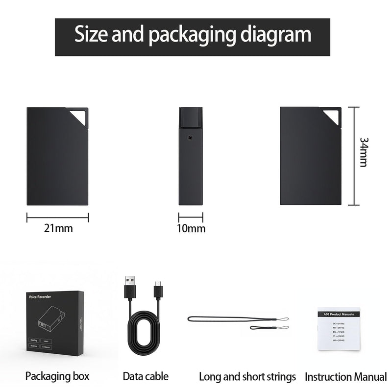[AUSTRALIA] - Digital Voice Recorder with 64GB Memory, USB Charging, Voice Activated Recorder, Mini Small Square Voice Recorder Voice Recorder, Meetings, Lectures and Interviews（1 * 0.8 * 0.2） 1 * 0.8 * 0.2 