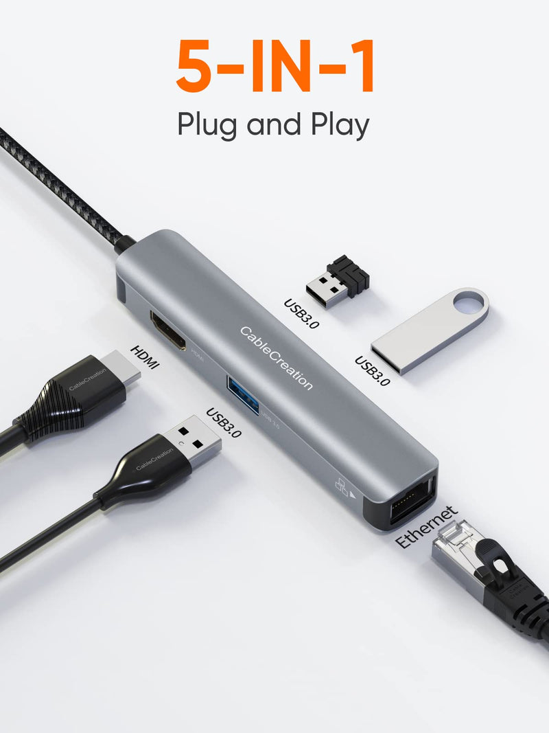 CableCreation 5-in-1 USB-C Hub Bundle with 7 in 1 USB C Hub