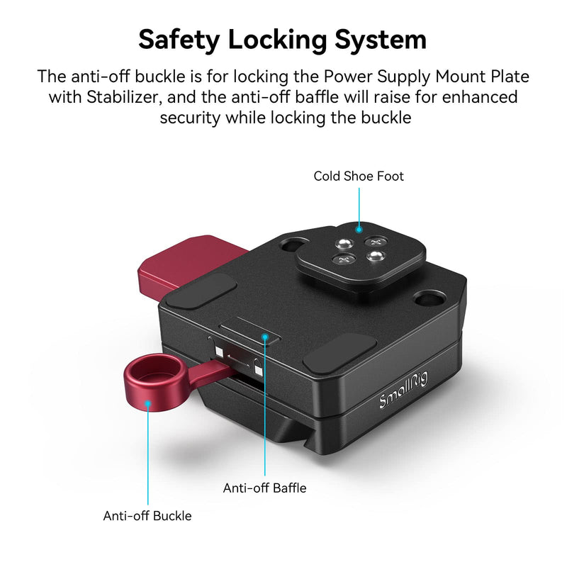 SMALLRIG Mini V Mount Battery Plate for DJI RS 3 / RS 3 Pro/RS 2 / RSC 2 Gimbals, Comes with V-Lock, Cold Shoe & 1/4"-20 Threaded Holes for V Mount Battery & NP-F Battery - 4189