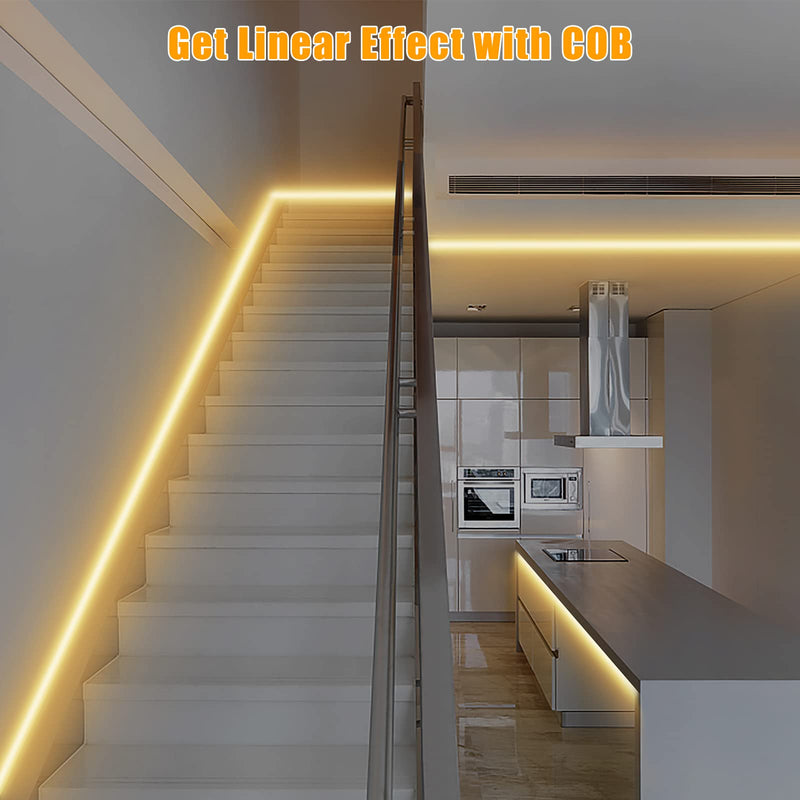 Tatazone 16.4ft Tunable White Smart COB Led Strip Light Kit, CCT 2700K-6500K Bright COB Led Tape Light Compatible with Alexa and Google, Dimmable Indoor COB Led Ribbon for Kitchen Cabinet, Room, TV