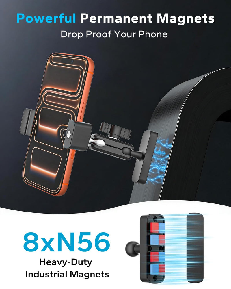 GDZN Upgraded Magnetic Tractor Forklift Excavator Phone Holder, Metal Arm | Strong Magnet, Anti-Vibration, Mounts on Front Loader, Freely Adjustable, for iPhone 17 16 15, Galaxy, 4-7" Smartphone