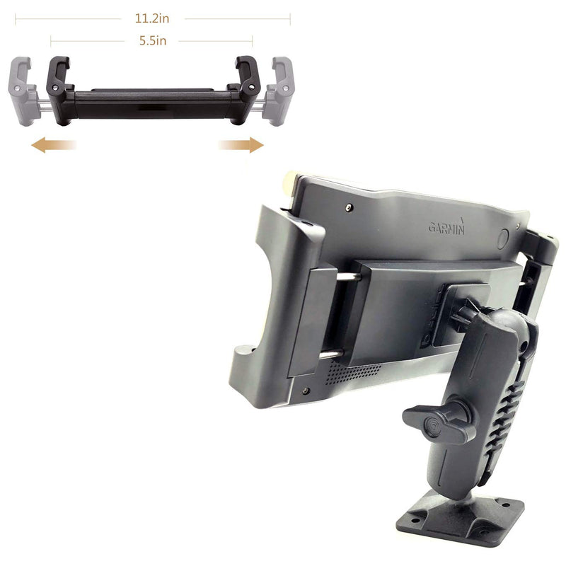 Heavy Duty Tablet GPS Smartphone AMPS Drill Base Dash ELD Mount for Truck Van Commercial Vehicle Semi Fleet Limo (Holder fit all Tablets & Phones iPhone)