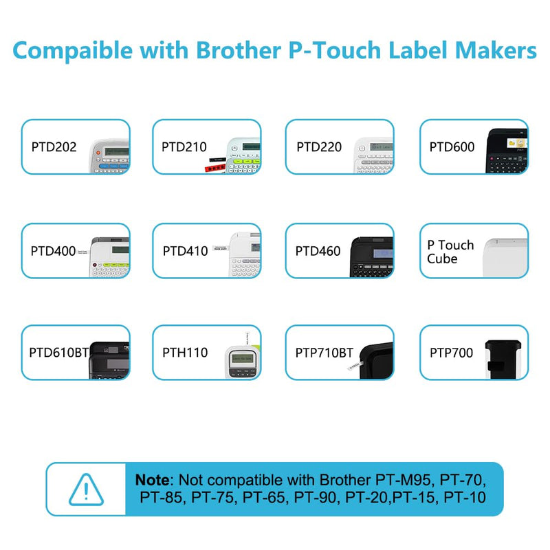 [AUSTRALIA] - Hehua Label Maker Tape 12mm 0.47 White Compatible for Brother P Touch Label Tape 1/2", Tze Tz Tape 12mm 0.47 Laminated White Compatible for Brother Ptouch PTD210 D220 D400 D410 D600 PTH110, 6 Pack 