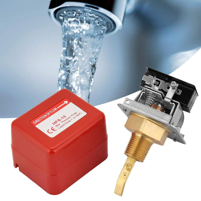 Flow Monitor, 1/2 Inch Adjustable Thread Connection SPDT Contacts Water Paddle Flow Valve Switch 1.0MPa Flow Regulator for Water Treatment System, Central Air Conditioning etc. (Red)