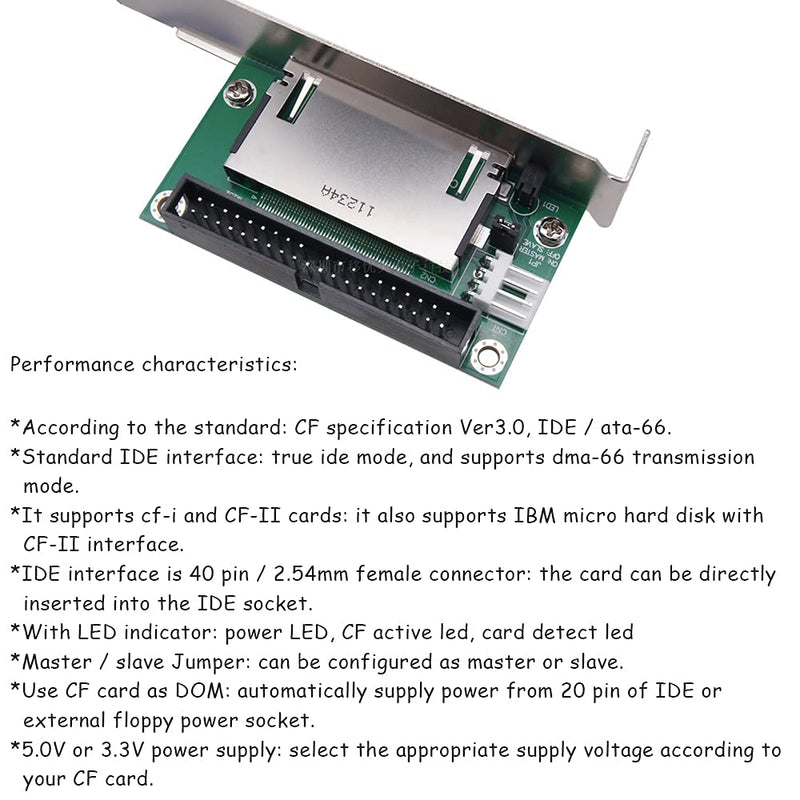 [AUSTRALIA] - 1Pcs CF to IDE Adapter 40-Pin CF Compact Flash Card to 3.5 Converter with PCI Bracket 