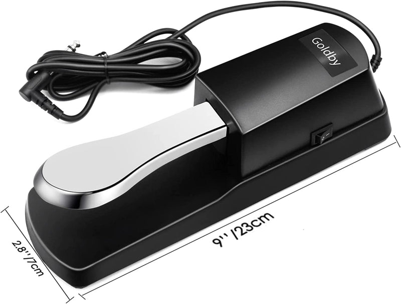 [AUSTRALIA] - Sustain Pedal for Keyboard, Goldby Universal Keyboard Sustain Pedal for Yamaha, Casio, Roland, Korg Digital Pianos MIDI Keyboard Electronic Keyboards Electric Organ Synthesizer, 1/4 Inch Jack (Sliver) Sliver 