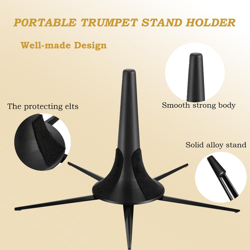 MOONBACK Trumpet Stand, Portable Trumpet Stand Holder 5 Legs Stand Foldable Detachable Stable Metal Legs for trumpet, Trumpet Insturment Stand Accessories Black