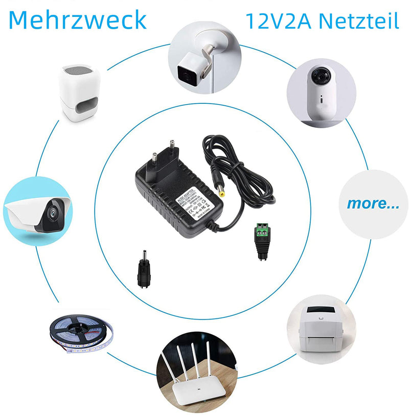 [AUSTRALIA] - XZGm AC Adaptor 12 V 2 A Power Supply AC100-240 V to DC12 V 500 mA 1000 mA 1500 mA 2000 mA Power Driver 5.5 mm with 2 DC Plug Adapters Inverter Charger Transformer 12 V 24 W 12V2A 