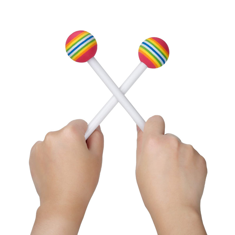 10 Pieces Drum Sticks for Kids, Rainbow Lollipop Drumsticks Soft Foam Head Beat Toy Percussion Mallets