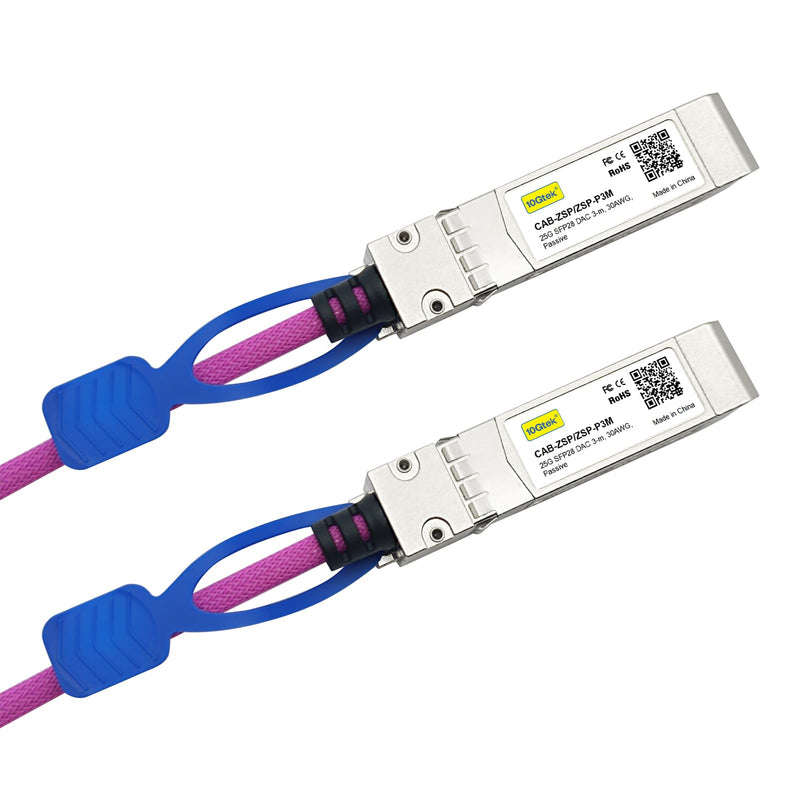 10Gtek 25GBASE-CR SFP28 to SFP28 Passive Cable, for Cisco SFP-H25GB-CU3M, Ubiquiti, Supermicro, Mikrotik, Arista and More, Nylon Braided Jacket, 3-Meter(10ft) Purple - Nylon 3m 1
