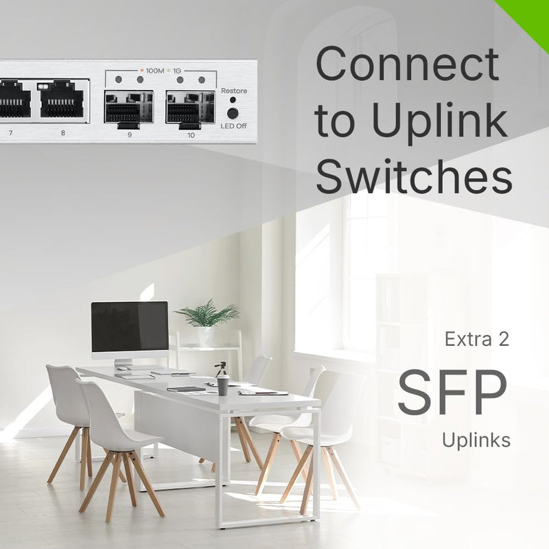 Zyxel 8 Port Network Ethernet Switch | Web-Managed | GS1200-10V3 | 8x GbE + 2x SFP Ports, Fanless, Web-based Management, VLAN, QOS, IGM Snooping, Energy Efficient, TAA Compliant 10-Port | 2x SFP