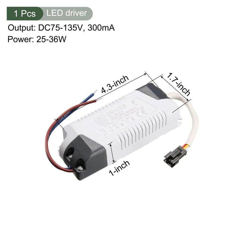 [AUSTRALIA] - YOKIVE 25-36W Constant Current 300mA LED Driver AC 85-265V Comes with DC Connection Short Circuit Protection Ideal for LED Display (Output 75-135V) 