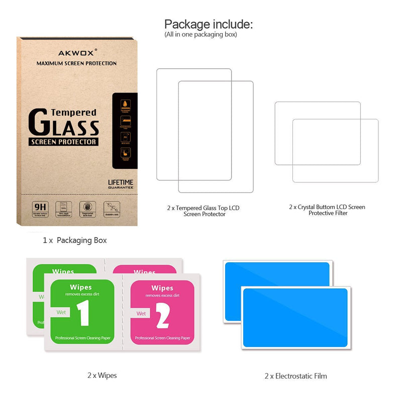 (2 in 1) Tempered Glass Screen Protector + HD Clear Crystal PET Screen Protective Filter Compatible with 3DS XL/New 3DS XL